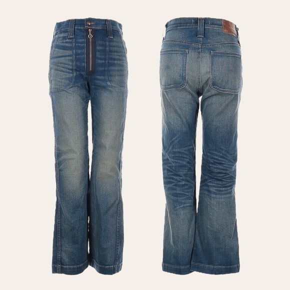 Rivet & Thread Madewell Wide Leg Crop Jeans Size 27 Blue High Rise Patch Pocket - Picture 11 of 11